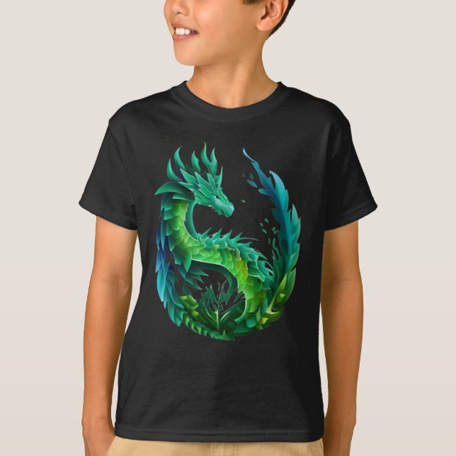 Camiseta Abstrato verde Dragon Nature Design (Frente)