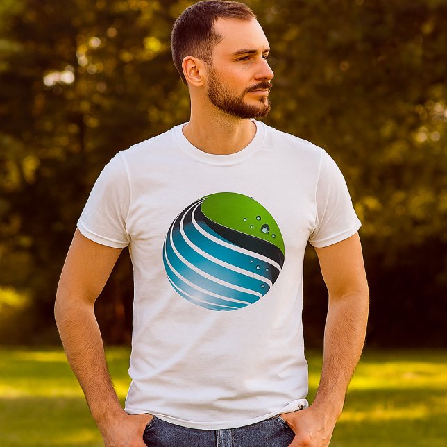Camiseta Abstrato Verde e Azul Globo Moderno Terra (Criador carregado)