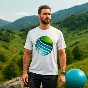 Camiseta Abstrato Verde e Azul Globo Moderno Terra