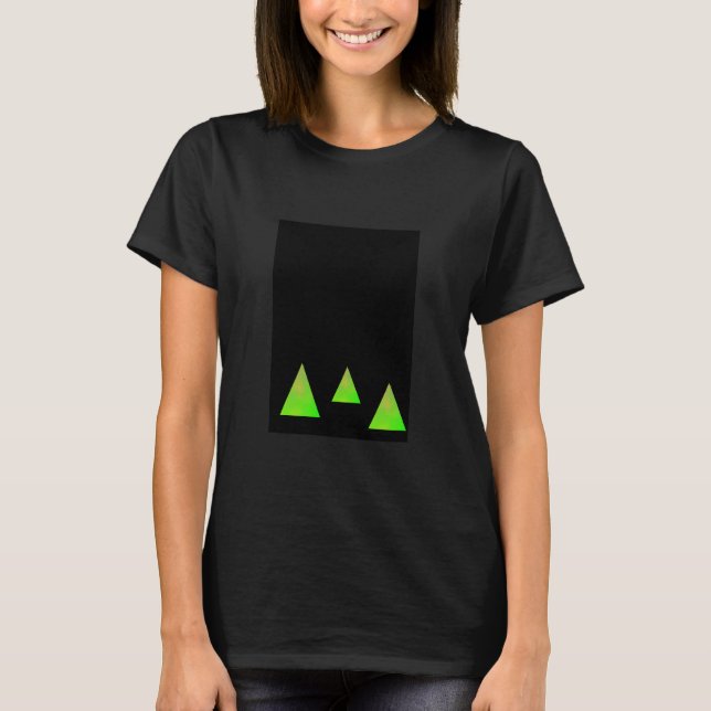 Camiseta Abstrato verde triângulos em preto (Frente)
