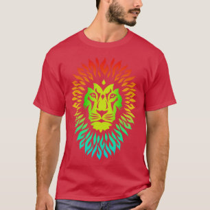 Camiseta Abstrato Vivid Wildlife Mountain Lion Face
