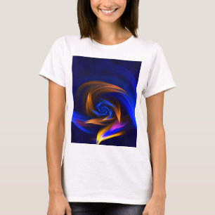 Camiseta Abstrato Vortex Forma Azul Laranja