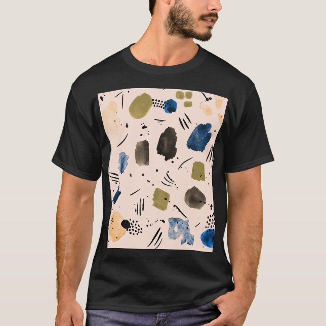 Camiseta Abstrato Watercolor: Padrão Geométrico de Tinta. (Frente)