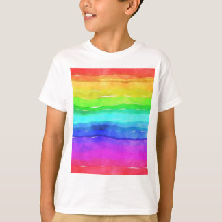 Camiseta Abstrato Watercolor Stripes Pintado Arco-Íris