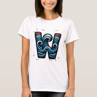 Camiseta Abstrato Wavy - Letra "W"