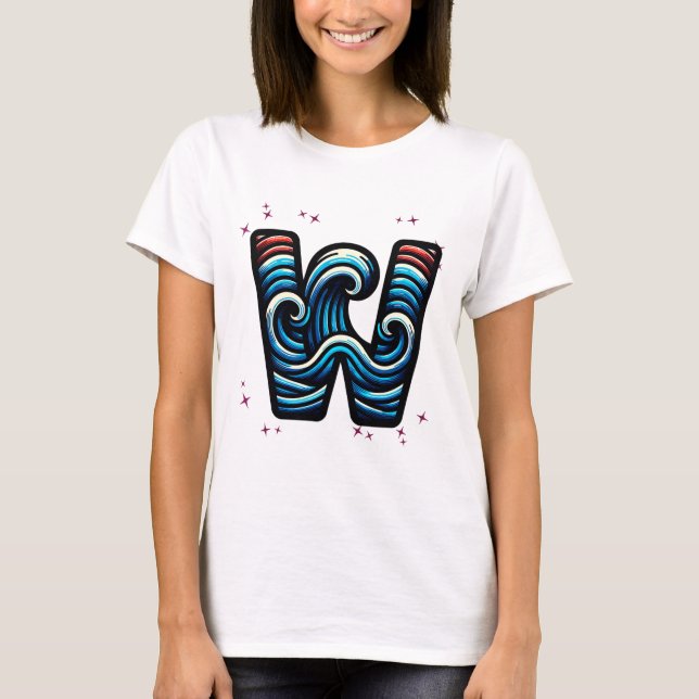 Camiseta Abstrato Wavy - Letra "W" (Frente)