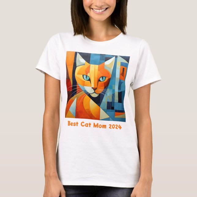 Camiseta Abstrato Whiskers: Melhor Mãe Gato (Frente)