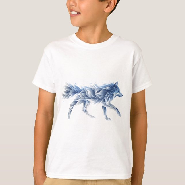 Camiseta Abstrato Wolf Art: Ilustração Geométrica Animal (Frente)