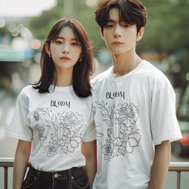 Camiseta Abstrato Woman Line Art, boho boêmico (Criador carregado)