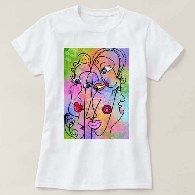 Camiseta Abstrato Women Faces T-Shirt Modern Painting (Frente do Design)