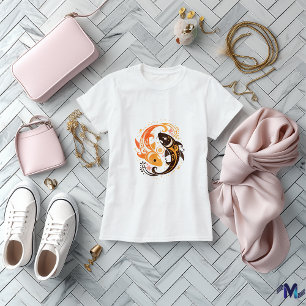 Camiseta Abstrato Yin Yang Koi Fish Art Design