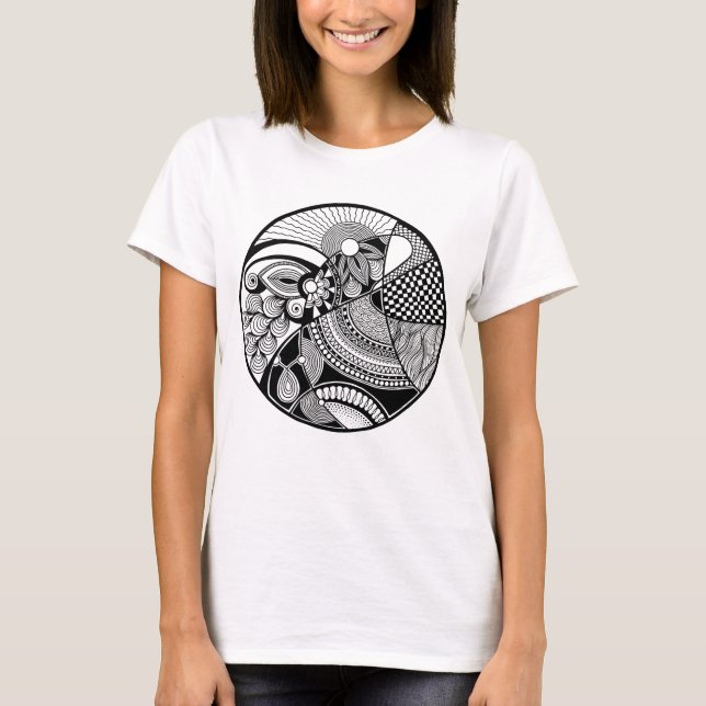 Camiseta Abstrato Zendala Em Círculo (Frente)