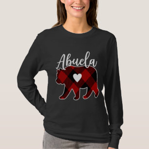 Camiseta Abuela Bear Christmas Buffalo Xadrez Red White E