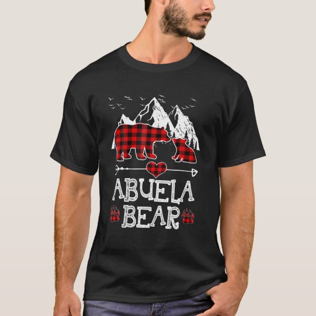 Camiseta Abuela Bear Pajama Red Buffalo Xmas Família Funny  (Frente)
