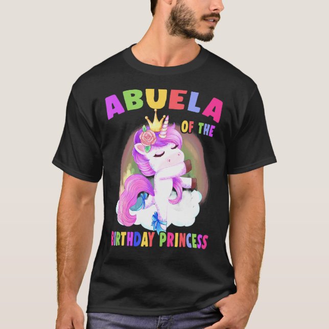 Camiseta Abuela Da Princesa de Aniversário Garota Unicórnio (Frente)