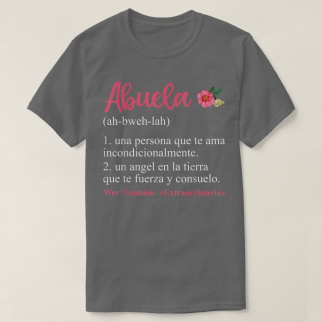 Camiseta Abuela Definition Floral Spain Avó, mães (Frente do Design)