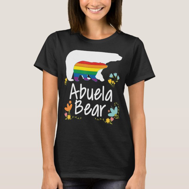 Camiseta Abuela Lgbt Bear Gay Lésbica Orgulho Arco-Íris Flo (Frente)