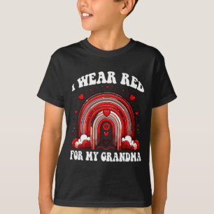 Camiseta Abuela Retro Conciencia da Doença Cardíaca Arco-ír