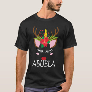 Camiseta Abuela Unicorn Face Reindeer Flower Christmas Fam
