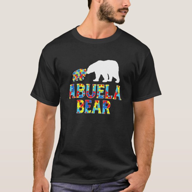 Camiseta Abuela Urso Quebra-Cabeça Conscientização do Autis (Frente)