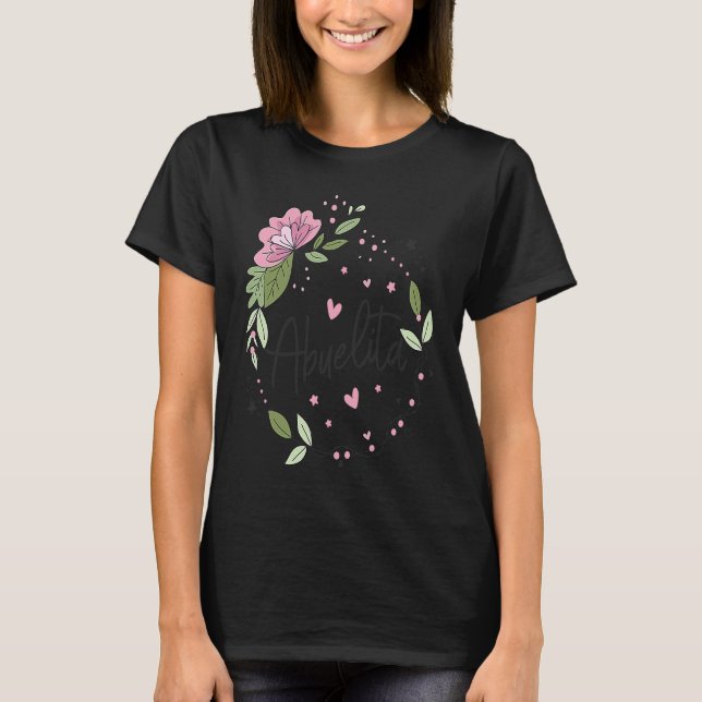 Camiseta Abuelita Spanish Grandmother Floral Heart Key wrea (Frente)