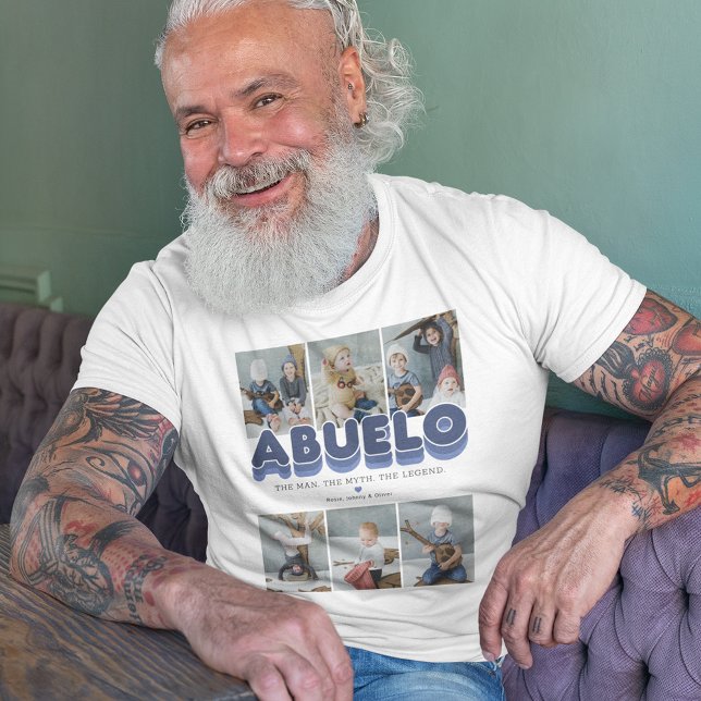 Camiseta Abuelo Man Myth Legend 6 Foto Collage T-Shirt (Criador carregado)