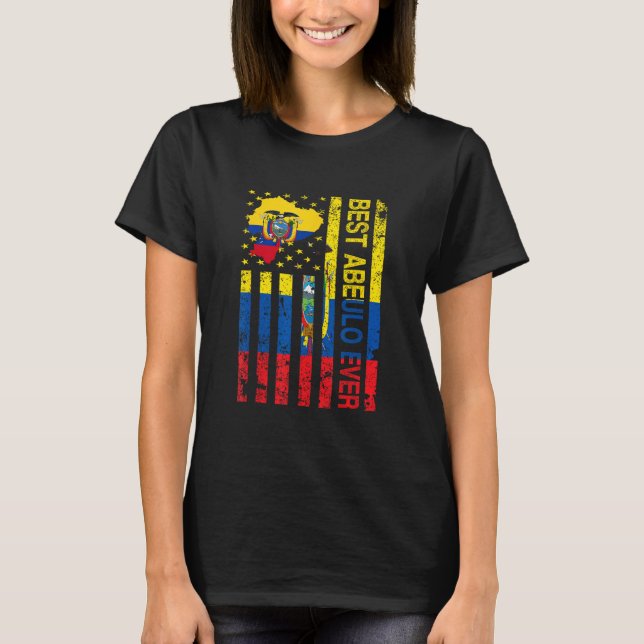 Camiseta Abuelo Vovô Equatoriano - Equador EUA Flag Fathe (Frente)