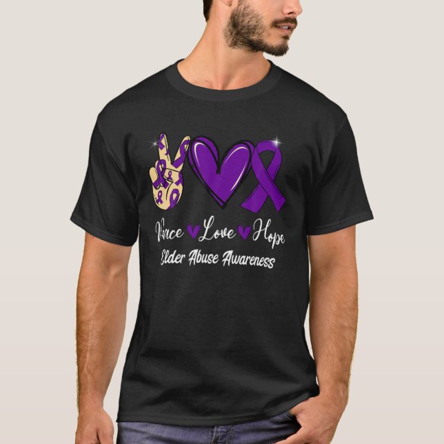 Camiseta Abuso Abuso Abuso Paz Amor Esperança Roxo Ribbo (Frente)
