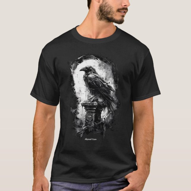 Camiseta Abyssal Gaze Gothic Raven Heavy Metal T-Shirt (Frente)
