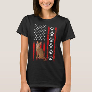 Camiseta Abyssinian Cat 4 De Julho Bandeira Americana Patri