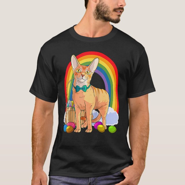 Camiseta Abyssinian Cat Easter Ovos Bunny Raglan (Frente)