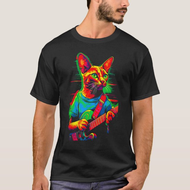 Camiseta Abyssinian Cat Guitar (Frente)