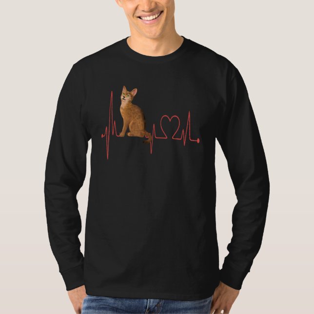 Camiseta Abyssinian Cat Heartbeat EKG Funny I Love My Abyss (Frente)
