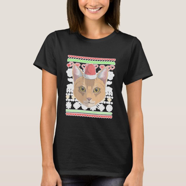 Camiseta Abyssinian Cat Kitty Santa Claus Ugly (Frente)
