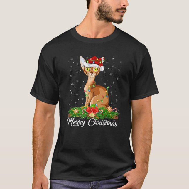 Camiseta Abyssinian Cat Lover Matando Santa Hat Abyssinian (Frente)