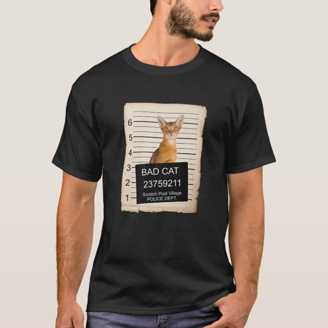 Camiseta Abyssinian Cat Mug Shot Bad Cat (Frente)