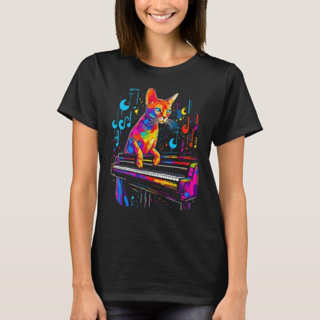 Camiseta Abyssinian Cat Piano (Frente)
