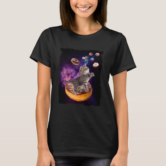 Camiseta Abyssinian Cat Space Donuts  Kitty in Space Kid (Frente)