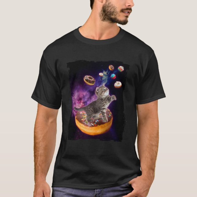 Camiseta Abyssinian Cat Space Donuts  Kitty in Space Kid (Frente)