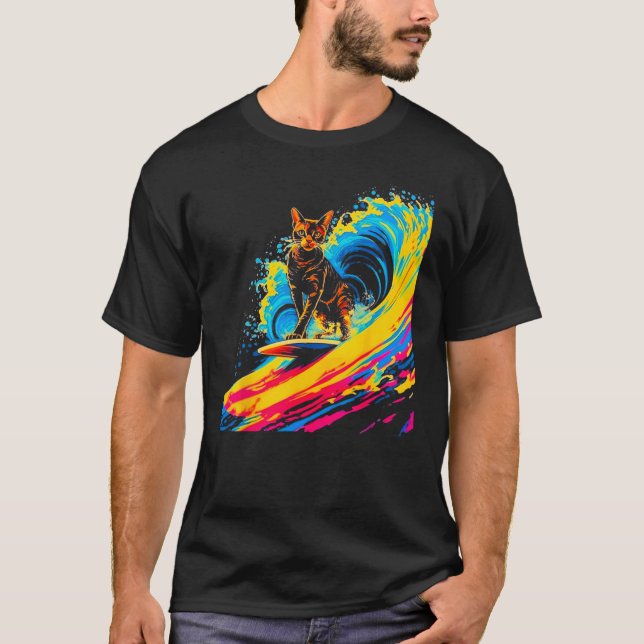 Camiseta Abyssinian Cat Surfing (Frente)