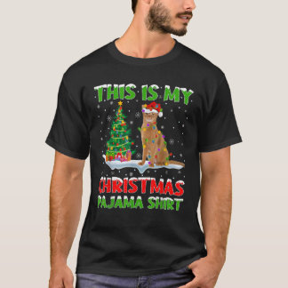 Camiseta Abyssinian Cat Xmas Tree Lights Este É O Meu Natal