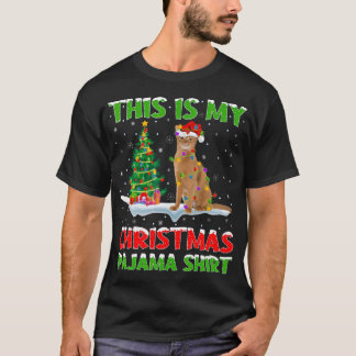 Camiseta Abyssinian Cat Xmas Tree Lights Este É O Meu Natal