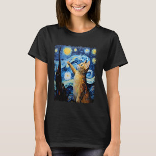 Camiseta Abyssinian Orange Cat Starry Night Painting