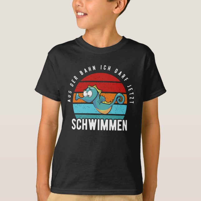 Camiseta Abzeichen Frühschwimmer Lustiges Seepferdchen (Frente)