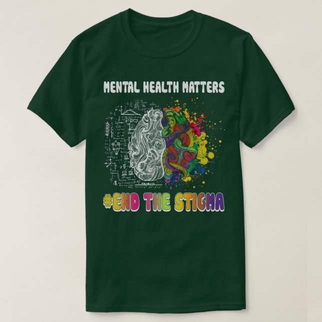 Camiseta Acabar Com A Saúde Mental Estigma Importa Awaren M (Frente do Design)