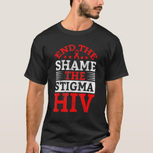 Camiseta Acabar com a vergonha do VIH Estigma Vermelha Fita