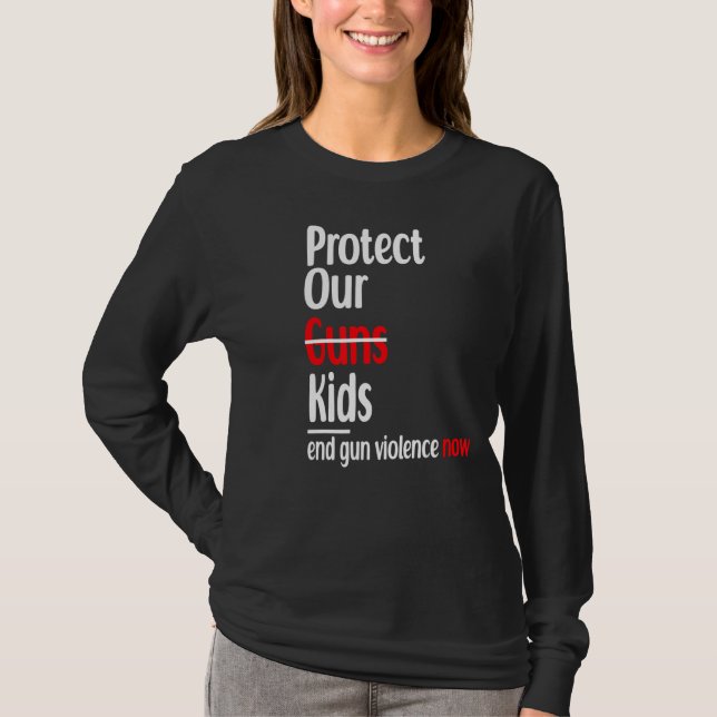 Camiseta Acabar com a violência contra as armas proteja nos (Frente)