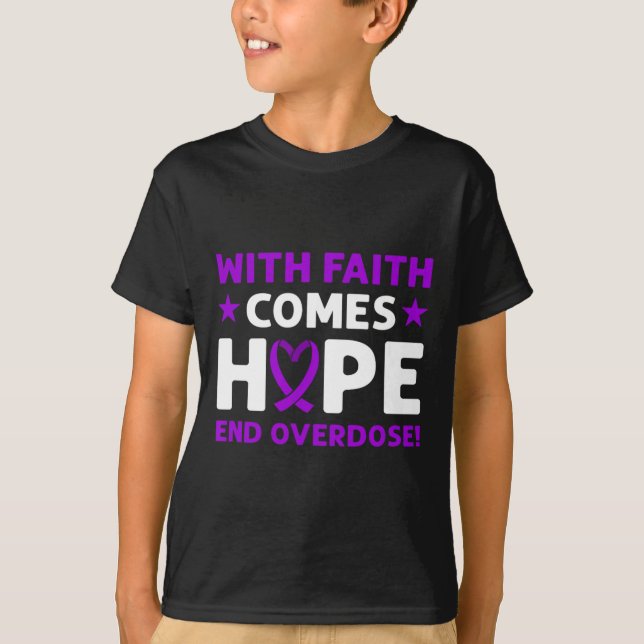Camiseta Acabe com a Overdose! Laço Roxo. Conscientização s (Frente)