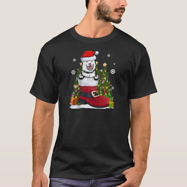 Camiseta Acabe com o Lapphund no Natal Santa Hat Feio Calça (Frente)