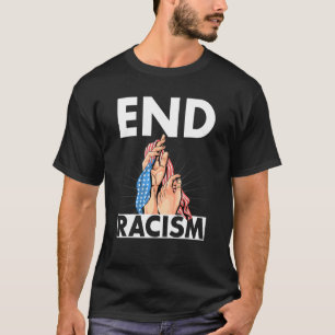 Camiseta Acabe com o racismo e aflige a bandeira com as mão
